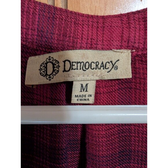 Democracy Womens Pink Shirt Plaid Long Sleeve Button Down Long Sleeve Size M - Picture 5 of 13